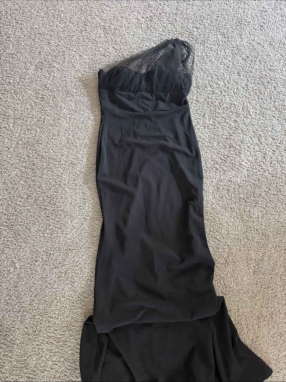 Windsor One-Shoulder Black Lace Bodice Gown